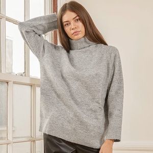 Fall for This Heather Grey Turtleneck Sweater